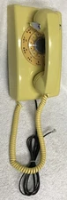 Vintage 1960s WESTERN ELECTRIC A/B 554 (1-64) YELLOW Rotary Wall Mount Telephone