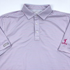 Straight Down Performance Men's L Striped Polo Shirt Blue Red Golf Hazeltine