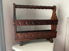 vintage carved oak wood magazine newspaper rack rustic Design