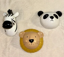 Jungle Safari Zoo Animals Wall Plaques Nursery Set of 3