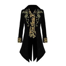 Apocrypha Mens Medieval Frock Coat Victorian Steampunk Tailcoat Black Medium