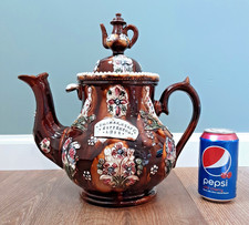 Antigua tetera de cerámica victoriana MEASHAM c. 1892 GRAN 13" de cerámica