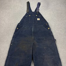 Carhartt Dungarees Adult 36x32 Blue Overalls Quilted Duck Bib Double Knee Mens
