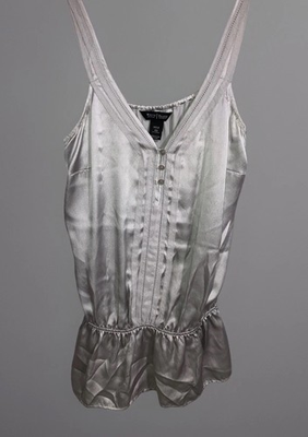 #ad #ad White House Black Market 100% Silk Silver Tank Camisole Top Goth Fairy Size XS $22.98
