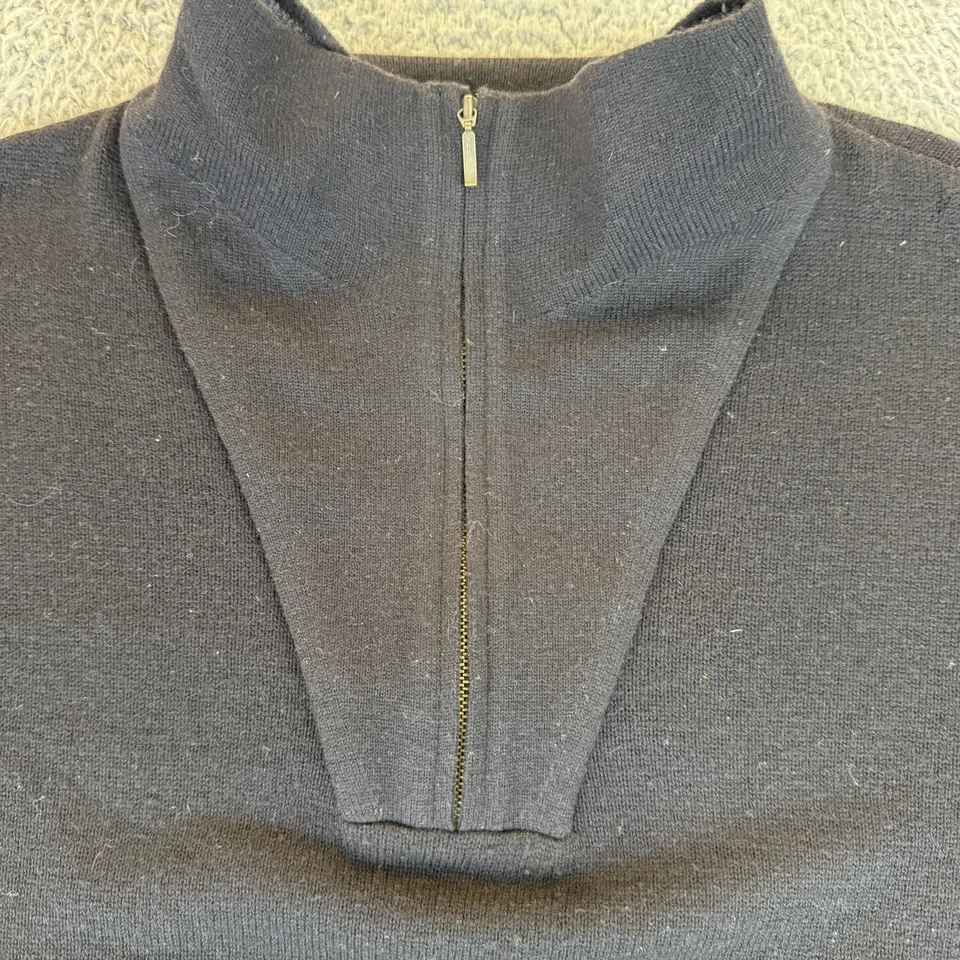 St Croix Sweater Mens Large Black Wool Blend Half Zip Pullover Made USA Classic - Image 2 of 4