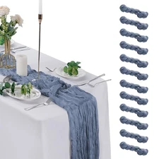 12 Pack Dusty Blue Cheesecloth Table Runner 9ft,17 x 108 inch Gauze Table Run...