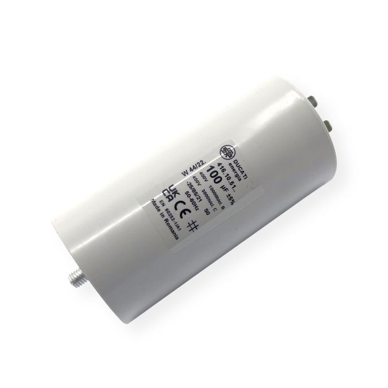 Condensateur permanent 100µF DUCATI robuste avec cosses de fixation