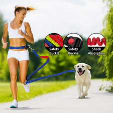 Hands-Free Waist Leash for Dog Walking, Running and Hiking, Adjustable Belt with