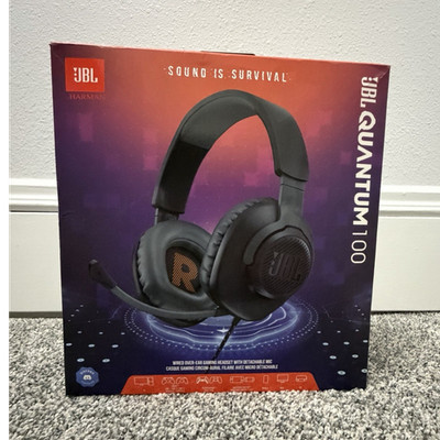 JBL Quantum 100 Over-Ear Wired 3.5mm Gaming Headset Detachable Boom Mic Black