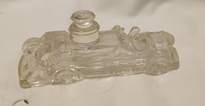 Vintage Fire Engine Clear Glass candy container 1920s-1940s