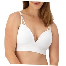 Women's M, Seamless Foam, Wireless Bra with Sweetheart Neckline Medium White