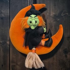 VINTAGE WITCH with broom and moon Plush 1994 decoration 12" X 12"