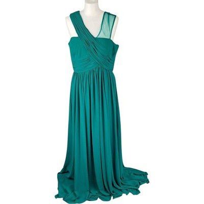 Manon Evening Dress L Women's Green Polyester Size 14 Prom Wedding Ruffles Smart