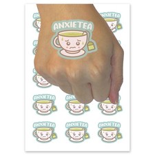 Anxietea Anxiety Anxious Cup of Tea Temporary Tattoo Fake Body Art