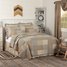 Farmhouse King Quilt Set Creme Patchwork Sawyer Mill Charcoal Cotton VHC Brands