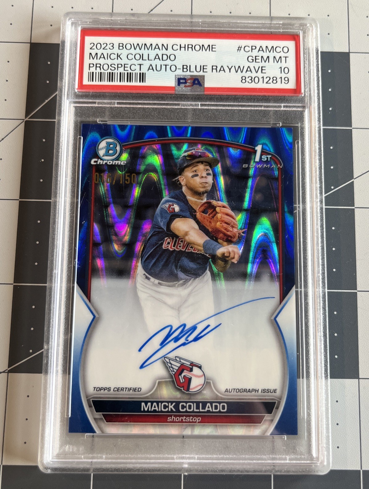 Maick Collado Auto 2023 Bowman Chrome #CPA-MCO 1st Blue Raywave 16/150 PSA 10