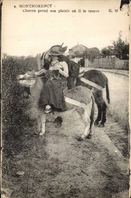 Montmorency - woman riding a donkey - E. M.