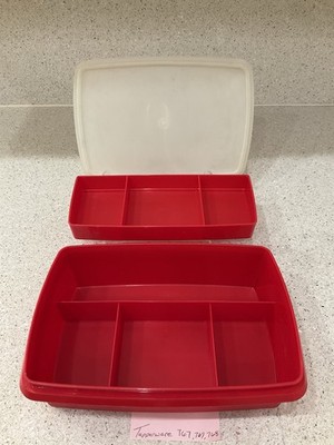 Tupperware Stow-N-Go Tuppercraft Sewing / Tackle Box 767 Choice Of Red Or Blue
