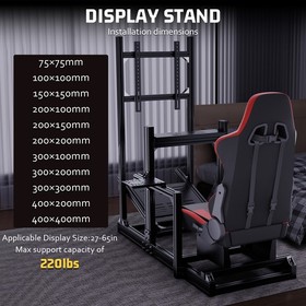 Hottoby 4080 Aluminum Racing Sim Cockpit With Red Seat & TV Stand Fits Logitech
