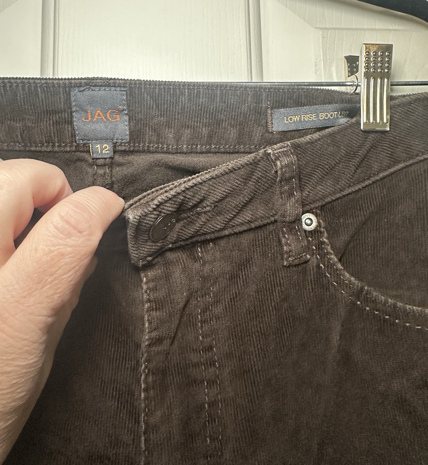 Jag Low Rise Boot Leg Courdaroy Pants Brown Jeans Womens Size 12 X32