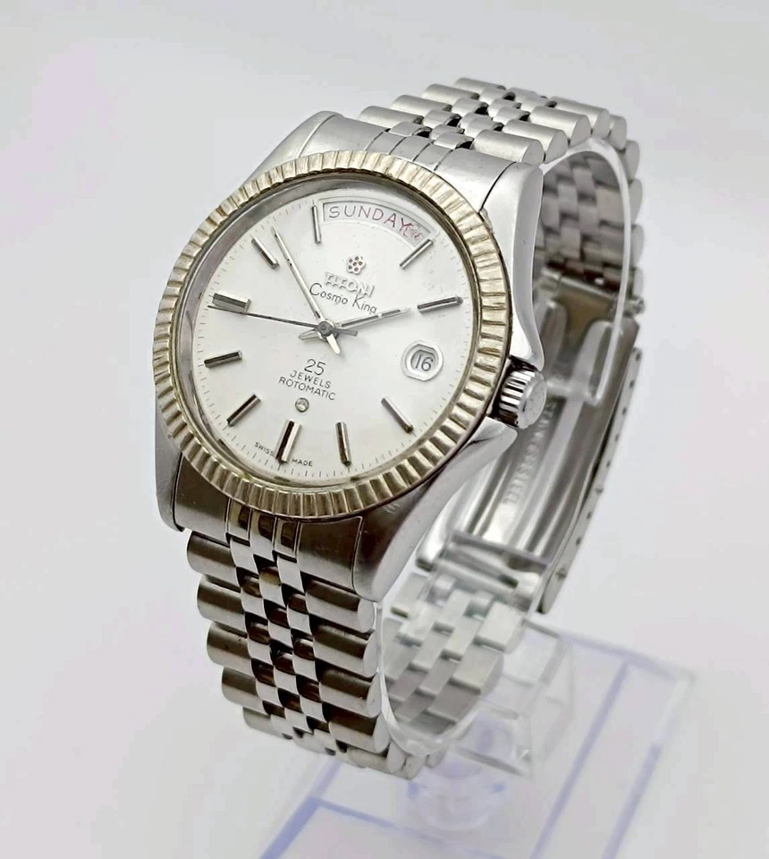 Reloj suizo Titoni Cosmo King rotomático automático acero vintage 1968 para hombre Foto 4 de 4
