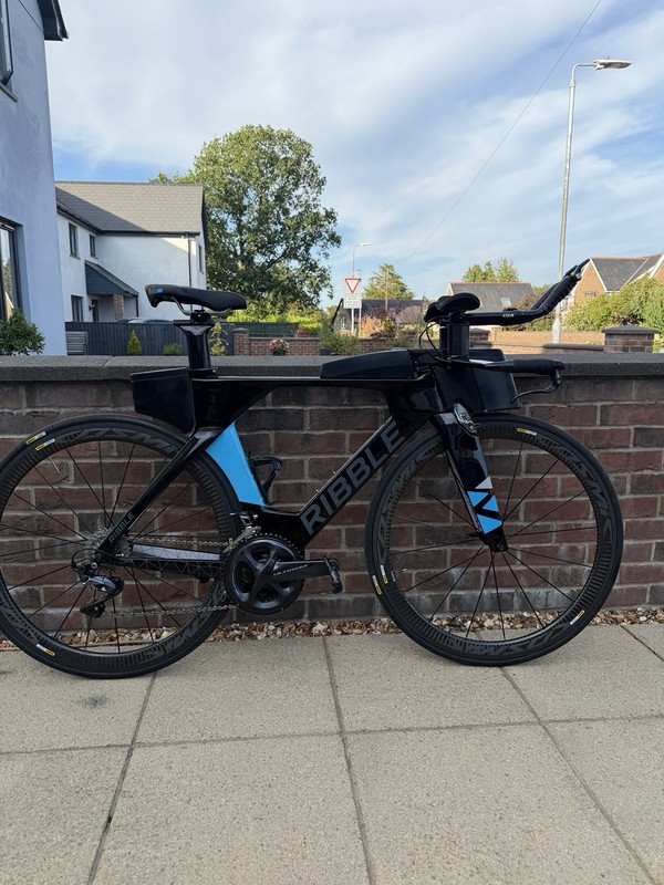 Ribble R872 Carbon TT/Tri Bike 700C M 54cm Black/Blue Aerobars Rim Brake