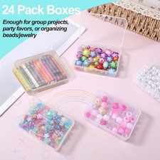 24 Pack Clear Storage Boxes for and Small Craft Items with Secure Lids