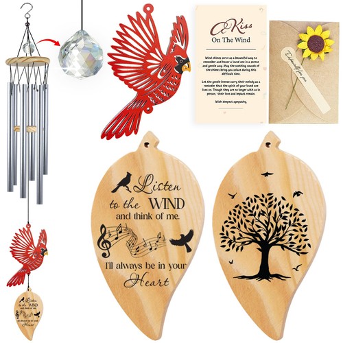 30'' Memorial Crystal Wind Chimes Loss of Mom Dad Grandparent Sympathy Cardin...