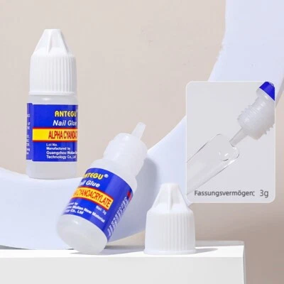 ANTEGU 2ST Schnell trocken Nagel Kleber Maniküre Nagel Nail Glue klebt Nagelkleber Gel