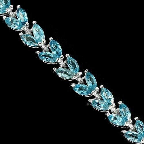 Silver Bracelet Topaz Genuine Natural Gems Solid Sterling 7 1/4 to 8 1/4 Inch - Picture 18 of 24