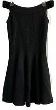Eliza J Women's Black Ribbed Fit & Flare Off the Shoulder Knit Dress Size Small