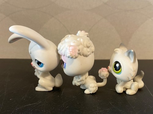 Authentic Littlest Pet Shop #99 Rabbit #100 White kitten cat #101 Poodle dog - Picture 5 of 12