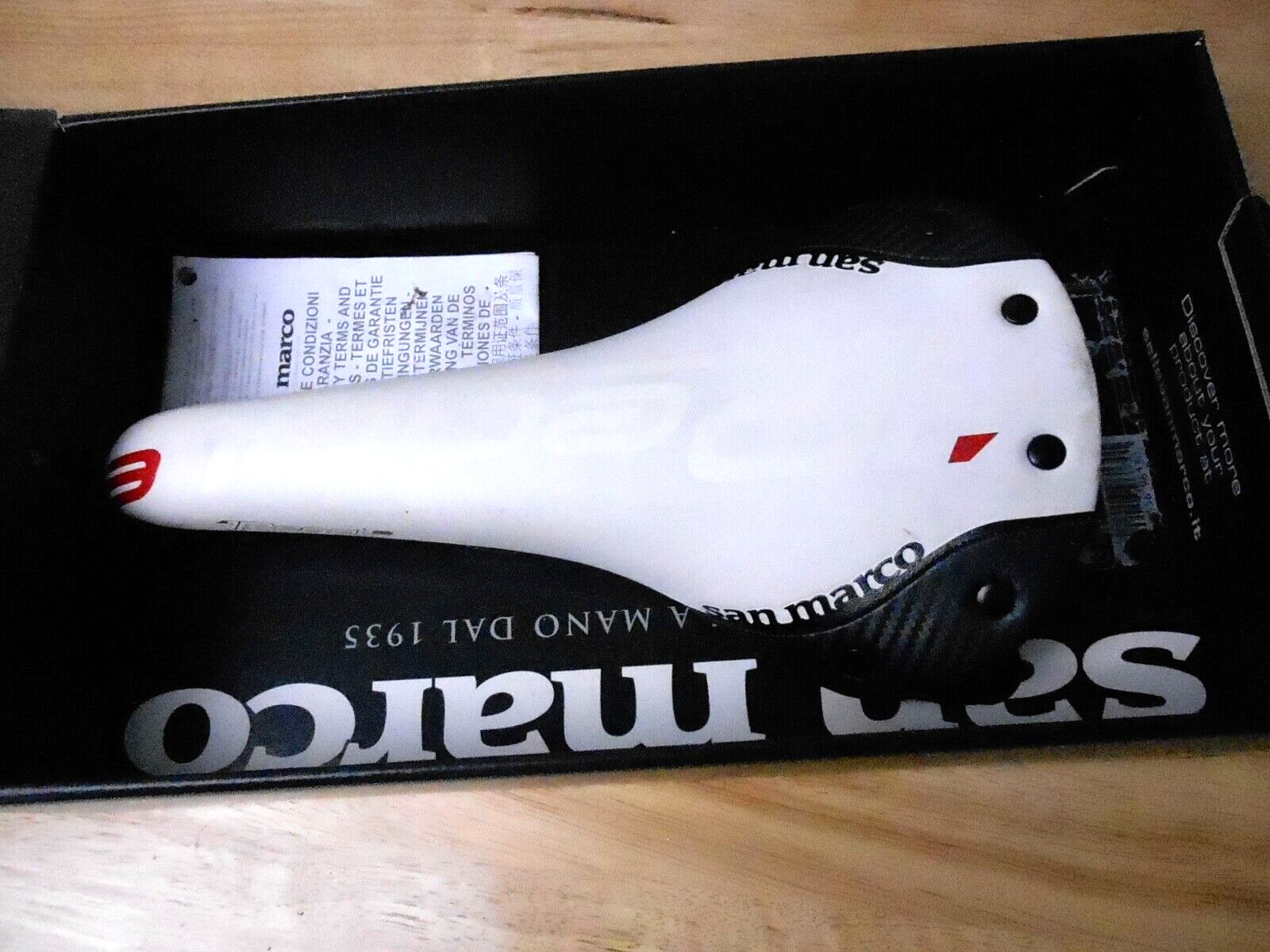 NOS San Marco Regal e Carbon FX 148mm Wide Bicycle Saddle with Carbon Seat Rails