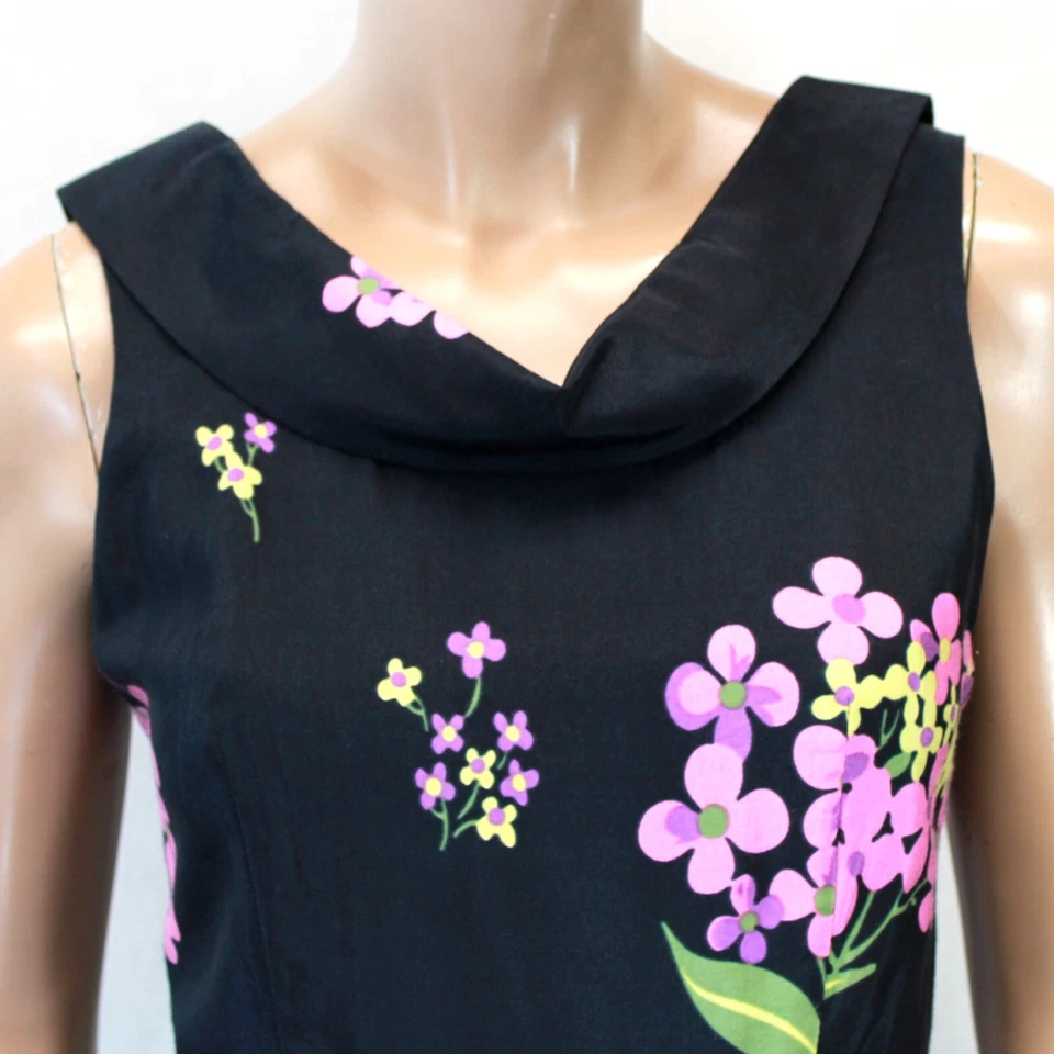 Vestido Corey Lynn Calter Vintage Años 50 Estilo Estampado Floral Mezcla Seda Forrado Talla 2 Foto 3 de 4