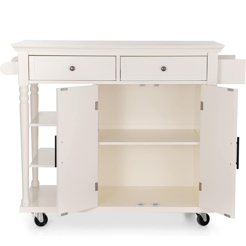 46" Kitchen Island Cart Modern Storage Trolley Shelf on Wheels - Picture 8 of 9