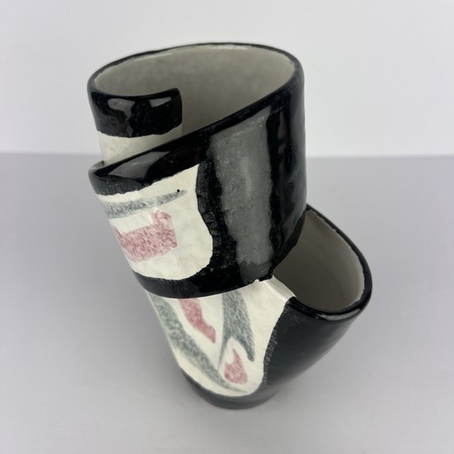 Vtg Italian Vase Ceramic Abstract 7in - Picture 4 of 15