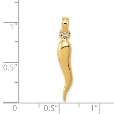Massiver 10K Gold Cornicello italienisches Horn Anhänger VOLLGOLD INNEN - 2 Größen - 10K2737