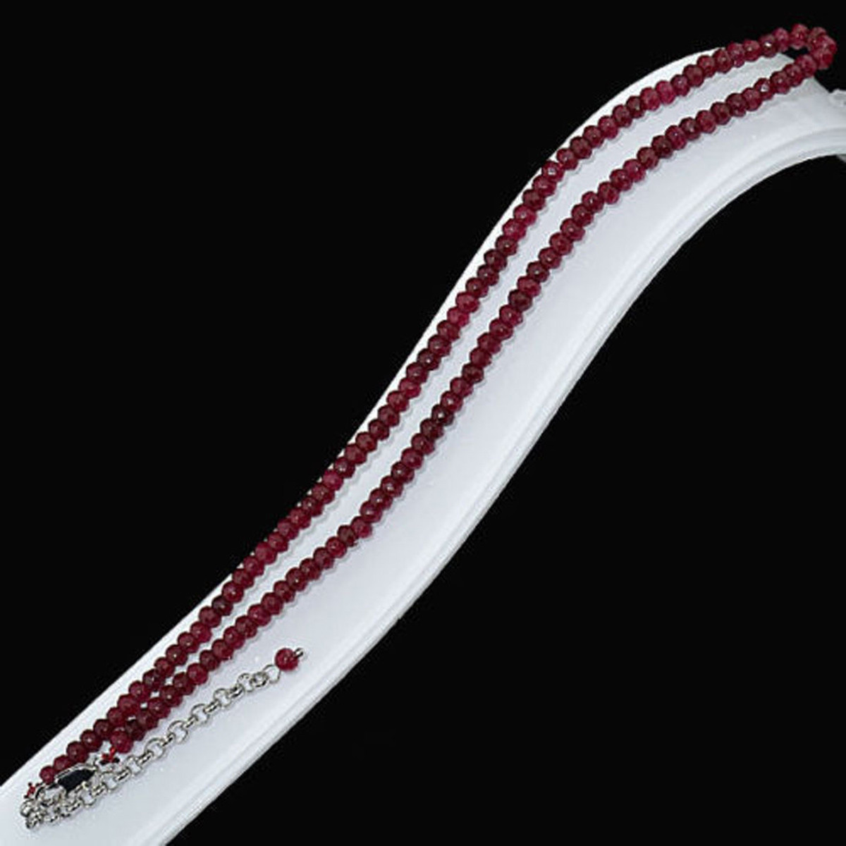18" Halskette Mit Rot Jade Rondellen – Facettierte 2x4 Mm Natursteine, Versilbert, Handmade