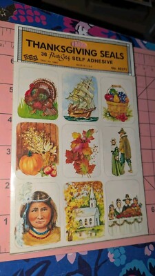 Vintage Eureka Stickers Thanksgiving Seals 4 Sheets New In Pack