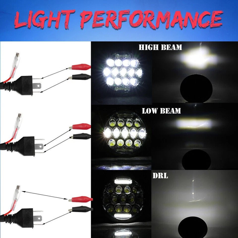 适用于 Kenworth T2000 1997 - 2011 对 7 英寸圆形 LED 车头灯高/低光束带 DRL — 第 3/4 张图片