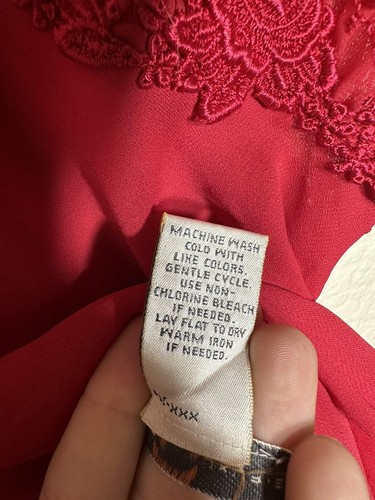 Camisón vintage para mujer vestido sin mangas privado lujos rojo bordado rosa floral - Imagen 13 de 13