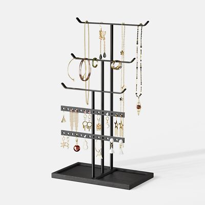 Necklace Stand Necklace Holder: Black Metal Necklace Organizer