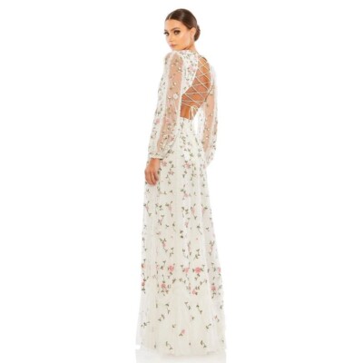 mac duggal long sleeve maxi dress Pink Sequined Long Sleeve Gown