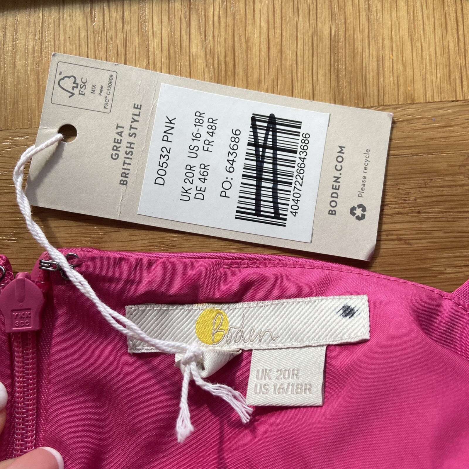 BODEN Sleeveless Fit & Flare Party Dress UK 20R Hot Pink Satin Midi RRP £190 NWT image 5