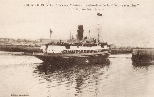 AK White Star Line Verkehr Fähre bei Cherbourg, Verlassen Terminal BZ0