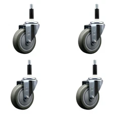 4 Inch Gray Poly Wheel Swivel 7/8 Inch Expanding Stem Caster Set SCC