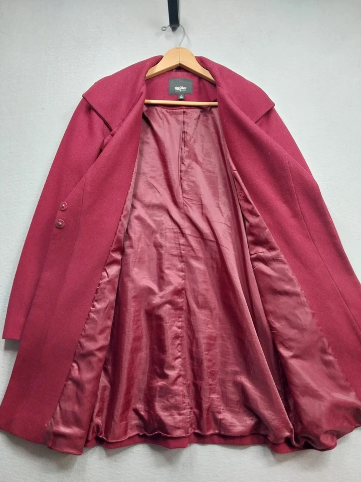 Mossimo пальто женщин размер большой бордовый красный шерсти смесь Snap спереди с подкладкой куртка - Изображение 2 из 4