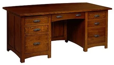 Amish Mission Arts Crafts Executive Desk Solid Wood Office Furniture 68" 