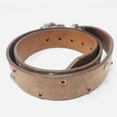 I.V.Y. Brown Leather Red Studs Dagger Buckle Belt I.V.Y. Brown Leather Red Studs Dagger Buckle Belt 2400-570  main image 3