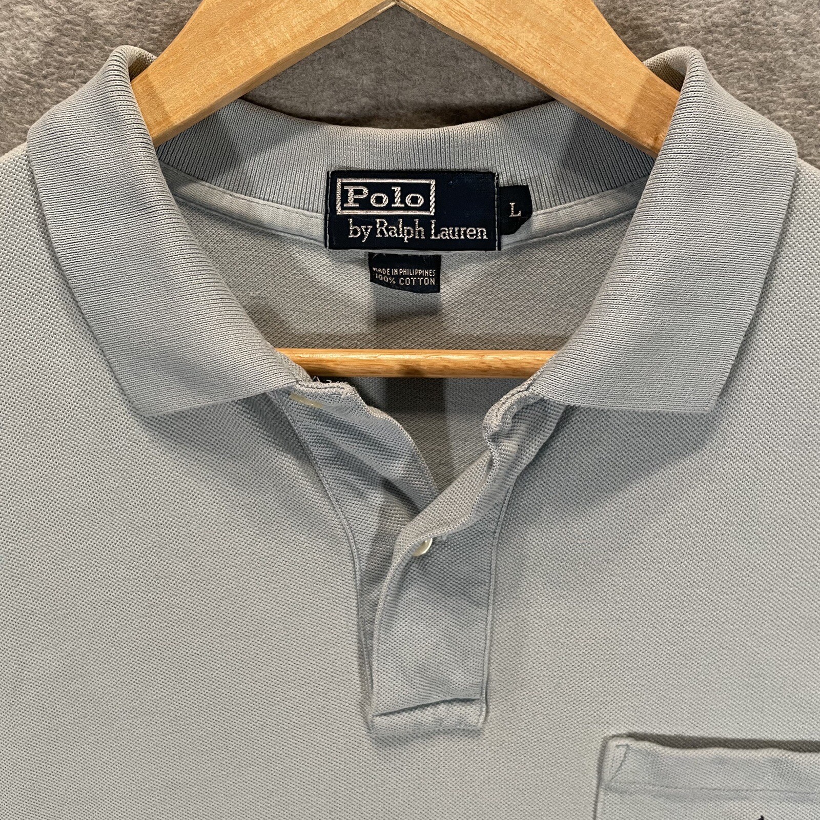 Polo Ralph Lauren Camicia Uomo Grande Blu Chiaro Pony Tasca Maniche Corta Golf